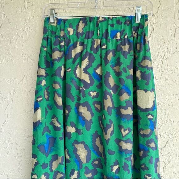 VANESSA VIRGINIA Skirt Women XS Silk Maxi Animal Print Pull On Leopard Cheetah - Picture 7 of 12